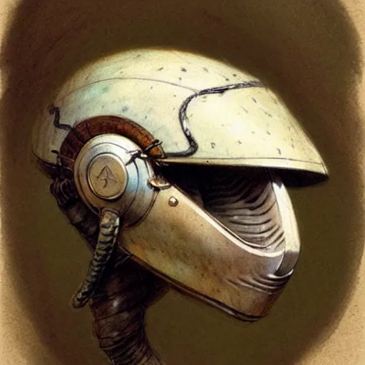 Image similar to ( ( ( ( ( snake helmet. muted colors. ) ) ) ) ) by jean - baptiste monge!!!!!!!!!!!!!!!!!!!!!!!!!!!