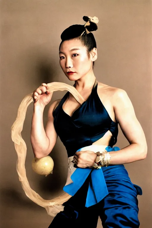 Image similar to Chun-Li, 35mm, f2.8, award-winning, candid portrait photo, taken by annie leibovitz