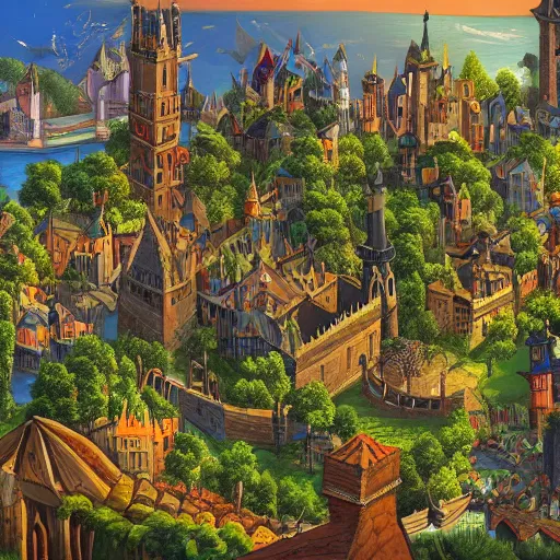 Image similar to medieval jungle city