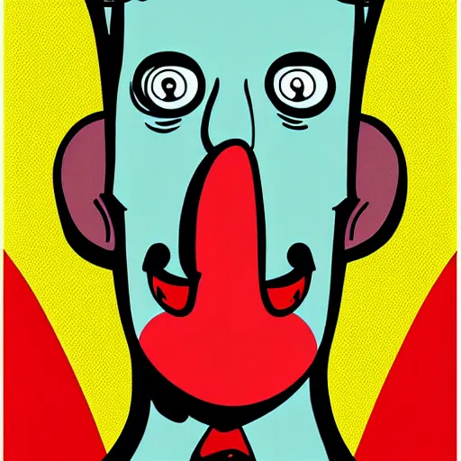 Image similar to handsome squidward portrait, polish poster style, pop art, male, male portrait, vivid colors