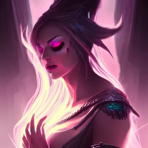 Image similar to dark sorceress full view, highly detailed, wlop style, artstation, concept art, soft light, sharp focus, illustration, character design