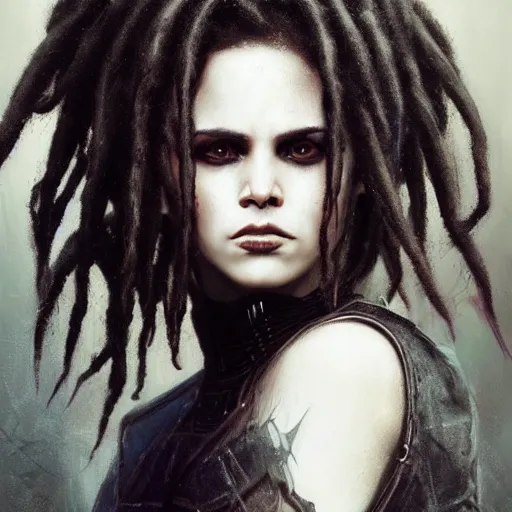 Prompt: michael ealy dreadlocks, darkwave, darksynth character portrait, sharp, digital matte painting, art by luis royo, greg rutkowski, wlop, dramatic lighting, trending on artstation