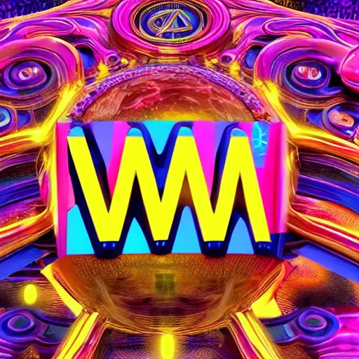 Image similar to a and w vaporwave logo, colorful, digital art, cosmic, 3 d high definition, trending on art station, photorealistic, high resolution, 8 k, octane, hyper detailed, insane details, intricate, elite, ornate, elegant trend, highly detailed and intricate, sharp focus, photography, unreal engine