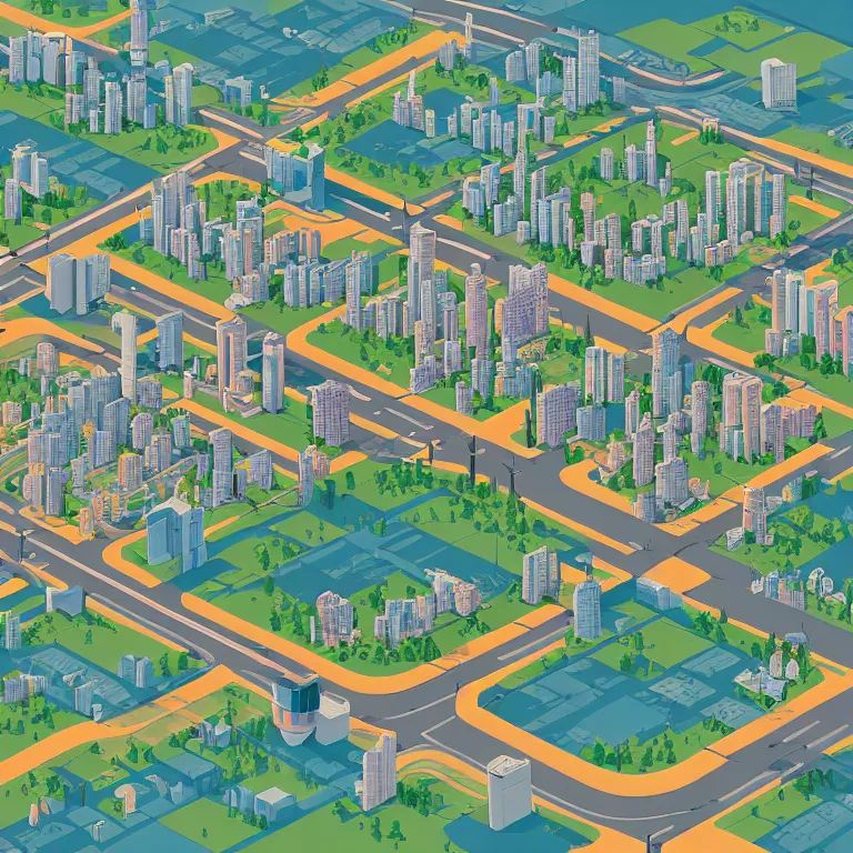 Prompt: isometric view illustration of Moscow suburbs, highly detailed, by James Gilleard and Bruce Pennington