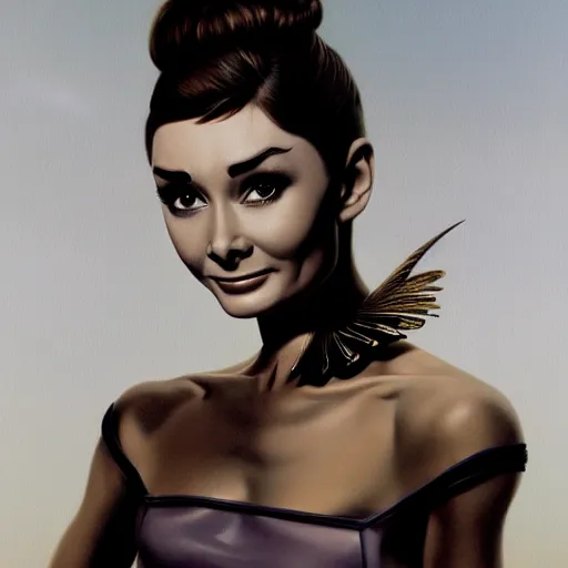 Prompt: audrey hepburn, corpsepaint, d&d, hyper realistic, sharp focus, 4k, fantasy digital painting by boris vallejo