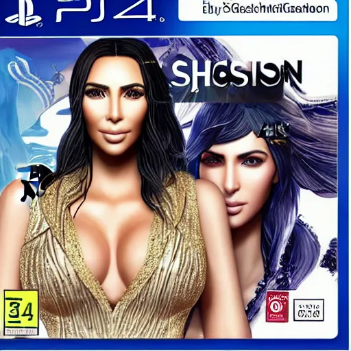 Prompt: video game box art of a ps 4 game called kim kardashian's fashion contest, 4 k, highly detailed cover art.