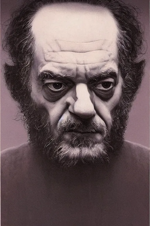 Image similar to portrait of Stanley Kubrick by Zdzislaw Beksinski
