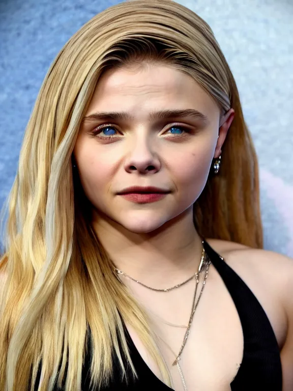 Image similar to hyperdetailed close shot of chloe grace moretz, fashion, venus, with ripped crop t - shirt, fine - face, pretty face
