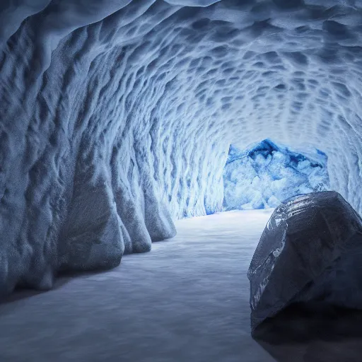 Prompt: frozen cold ice cave in iceland, octane render, unreal engine 5, photoreal 🧊❄️🥶, cold atmosphere, deep image, sharp focus, 8k, 4k