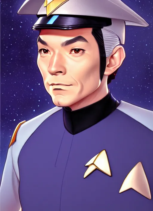 Image similar to cute star trek officer george harrison, natural lighting, path traced, highly detailed, high quality, digital painting, by don bluth and ross tran and studio ghibli and alphonse mucha, artgerm