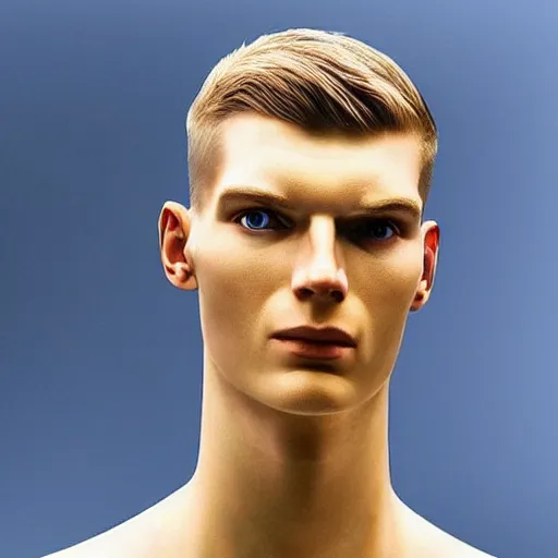 Prompt: “a realistic detailed photo of a guy who is an attractive humanoid who is half robot and half humanoid, who is a male android, Max Verstappen, shiny skin, posing like a statue, blank stare”