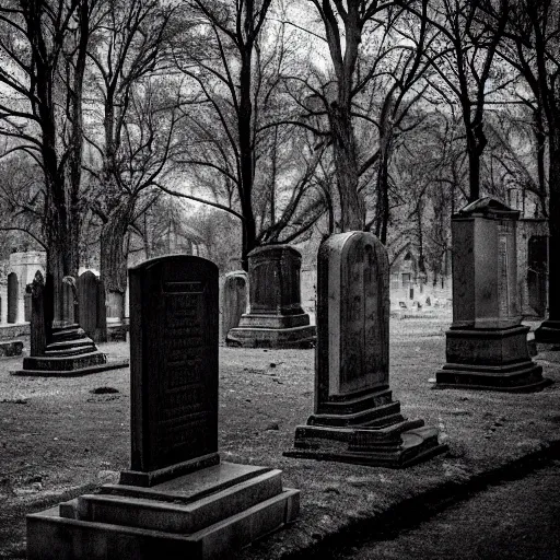 Image similar to haunted cemetery, dark, found footage, black and white, high resolution