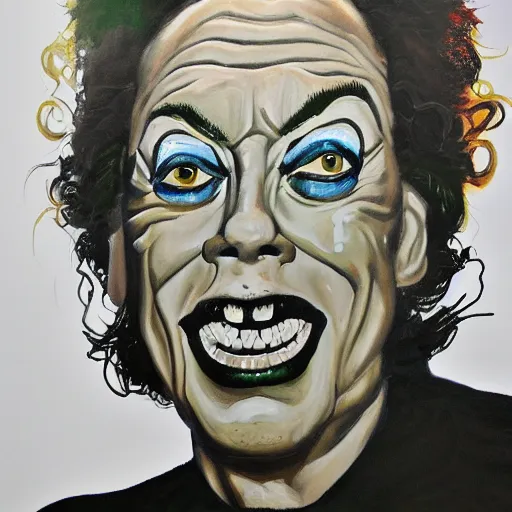 Prompt: painting of Tim Curry in the style of Damien hurst, 8k high definition high quality