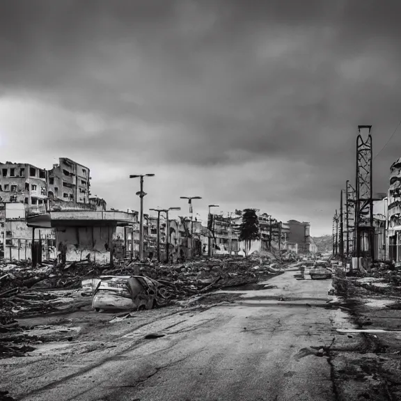 Image similar to A post-apocalyptic photo of the city of Amadora, award-winning, 4k