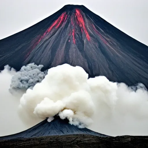 Prompt: A volcano spewing skulls