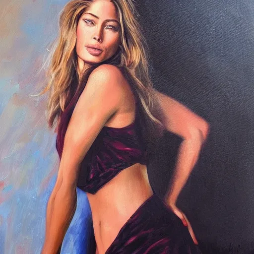 Prompt: a beautiful oil painting of Doutzen Kroes