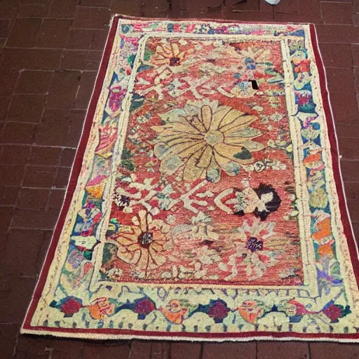 Prompt: old carpet with flower design