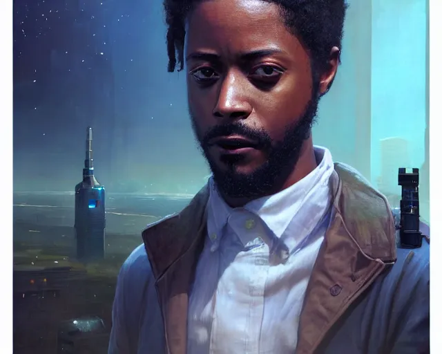 Image similar to highly detailed portrait of lakeith stanfield as an android, in detroit : become human, stephen bliss, unreal engine, fantasy art by greg rutkowski, loish, rhads, ferdinand knab, makoto shinkai and lois van baarle, ilya kuvshinov, rossdraws, tom bagshaw, global illumination, radiant light, detailed and intricate environment