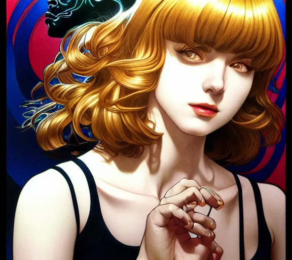 Image similar to ' pulp fiction ', beautiful shadowing, 3 d shadowing, reflective surfaces, illustrated completely, 8 k beautifully detailed pencil illustration, extremely hyper - detailed pencil illustration, intricate, epic composition, masterpiece, bold complimentary colors. stunning masterfully illustrated by artgerm, range murata, alphonse mucha.