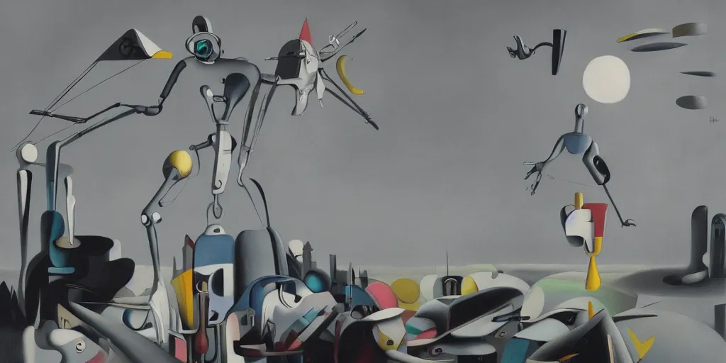 Image similar to a beautiful painting of robot by yves tanguy, trending on artstation