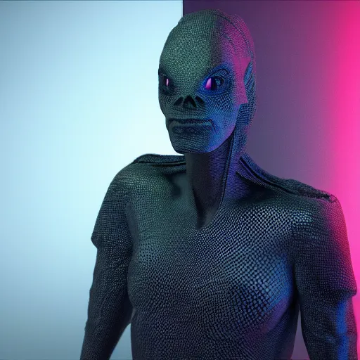 Prompt: photorealistic!! Reptilian techno Music Producer, Balenciaga, 8K, Cinematic lights, perfect shot