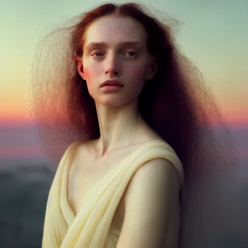 Image similar to photographic portrait of a stunningly beautiful renaissance in soft dreamy light at sunset, contemporary fashion shoot, by edward robert hughes, annie leibovitz and steve mccurry, david lazar, jimmy nelsson, breathtaking, 8 k resolution, extremely detailed, beautiful, establishing shot, artistic, hyperrealistic, beautiful face, octane render