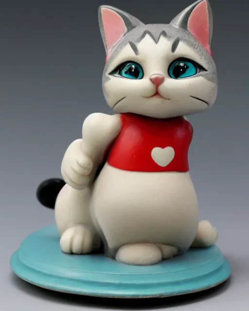 Prompt: disney, Wako Cat, 1940, figurine, detailed product photo