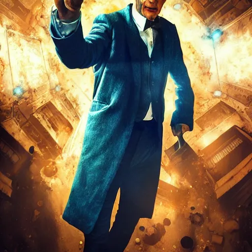 Image similar to doctor who fighting with godfather, highly detailed, digital art, cinematic lighting, illustration, 4 k