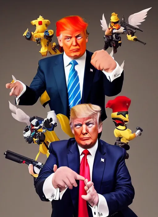 Prompt: donald trump as overwatch character instagram photo shoot