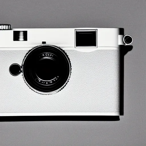 Prompt: from view of Leica rangefinder camera on white background, designed by Apple in California, industrial design, minimalism