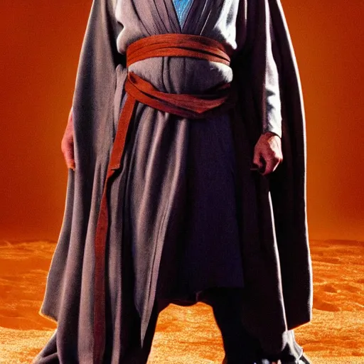 Prompt: Charles Dance as Obi-Wan Kenobi using the force in the film Star Wars, very detailed, full body shot, looking forward