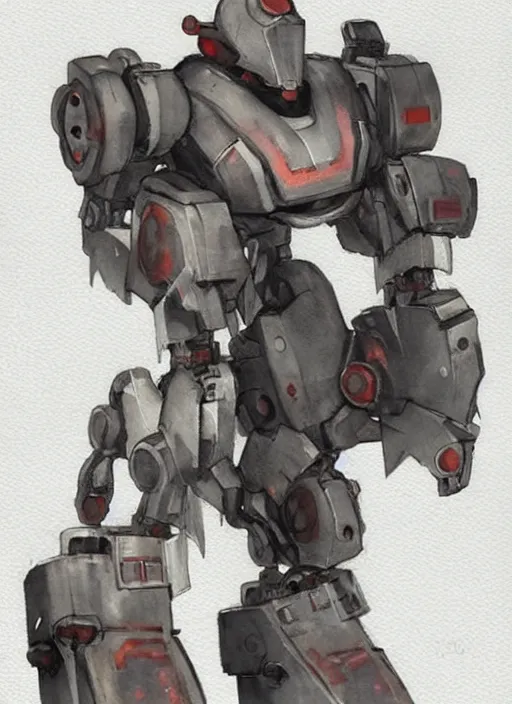 Image similar to concept art s a mech robot with weapons, pinterest, artstation trending, behance, watercolor, by coby whitmore *, silver, laser light *,