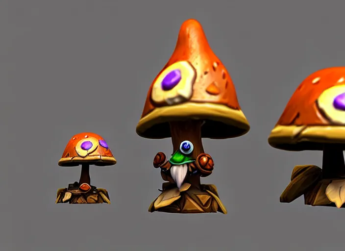 Image similar to shroomfolk, stylized stl fantasy miniature, 3 d render, activision blizzard style, hearthstone style