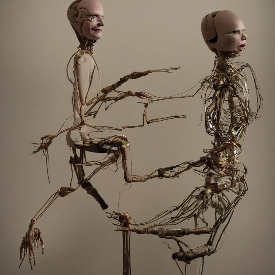 Image similar to a living automaton with nerves