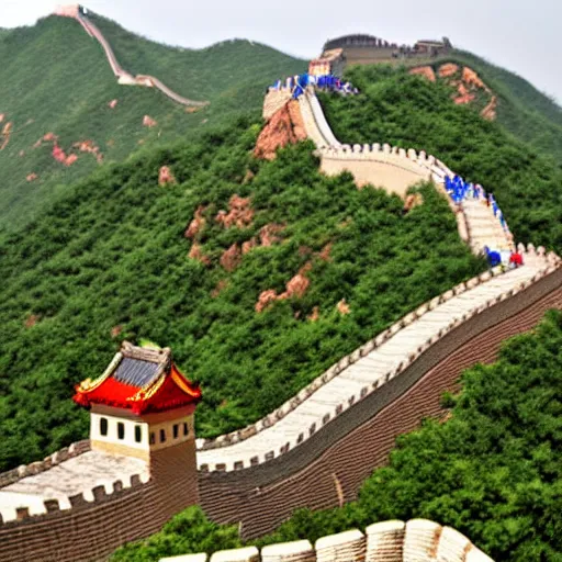 Image similar to Great Wall of china made of Lego bricks