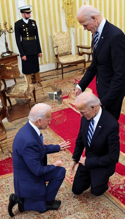 Image similar to photo biden on his knees asks for forgiveness from ivan the terrible