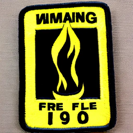 Prompt: a photo of a retro 1 9 8 0's minimalist clean fire flame warning caution punk patch