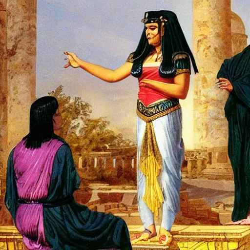 Prompt: cleopatra teaching a french language class