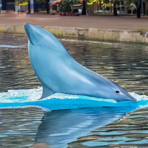 Image similar to a dolphin made of plastic waste