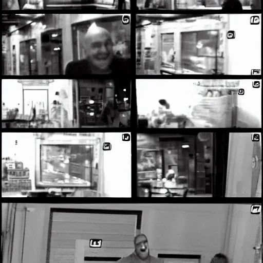 Prompt: cctv footage of funny goofy silly