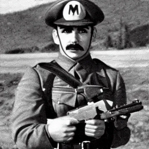 Image similar to mario as a soldier , historical photo