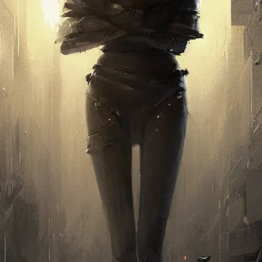 Image similar to concept art by greg rutkowski, a very tall and slender woman with blond hair, talking to a very tall and slender man with short black hair, brutalist futuristic interior, dark lighting atmosphere, detailed portraits, nostalgic atmosphere, scifi, digital painting, artstation, concept art, smooth, sharp foccus ilustration, artstation hq