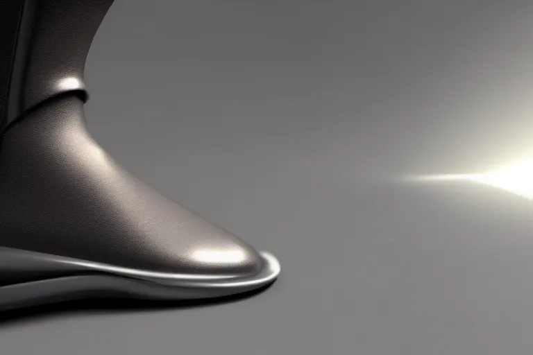 Prompt: still photo of a futuristic shoe, highly detailed, photorealistic shot, bright studio setting, studio lighting, crisp quality and light reflections, unreal engine 5 quality render