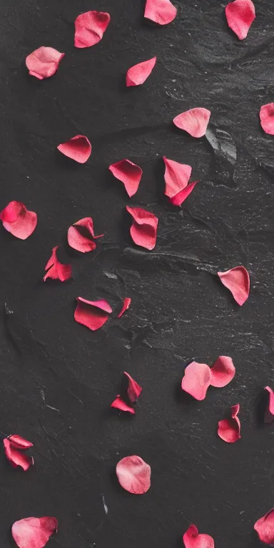 Prompt: black rose petals that look like a crow