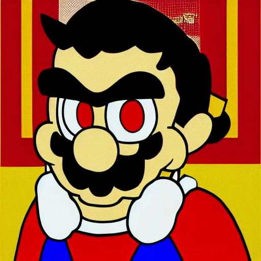 Prompt: a portrait of super - mario!!!!!! in the style of ( ( ( ( mona lisa ) ) ) ) painting by da vinci