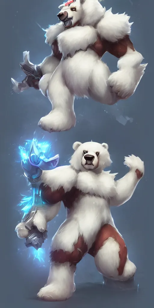 Image similar to volibear the white bear with storm on frejlord from league of legends trending on artstation bloom