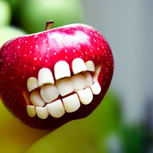 Image similar to apple with teeth