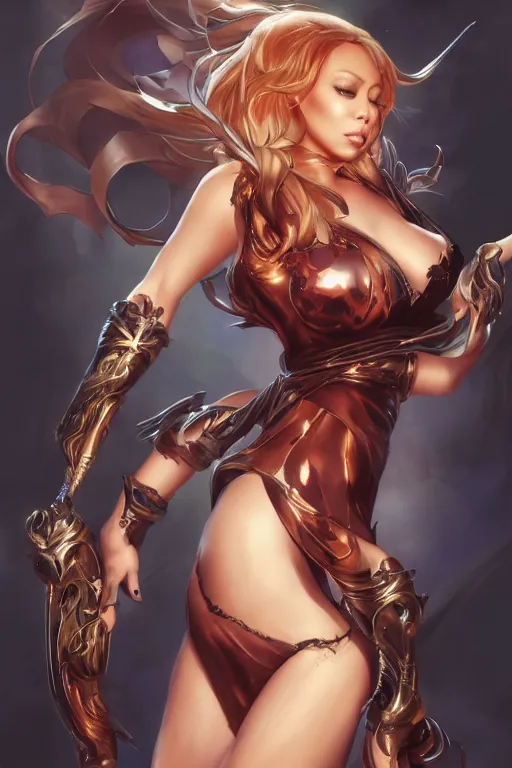 Image similar to Mariah Careyin a blade and soul spinoff artbook rendered by the artist Taran Fiddler, Joe Madureira, Nadezhda Tikhomirova, Jiyun Chae, Lê Long, trending on Artstation by Hyung Tae Kim, artbook, Stanley Artgerm Lau, WLOP, Rossdraws , James Gurney