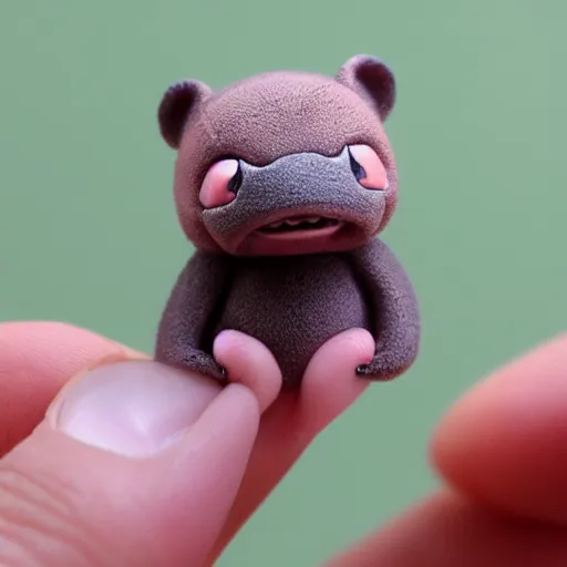 Prompt: a miniature chibi slowpoke ( pokemon ) that fits in the palm of your hand