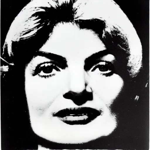 Image similar to individual silk screen portrait of jacqueline kennedy by andy warhol